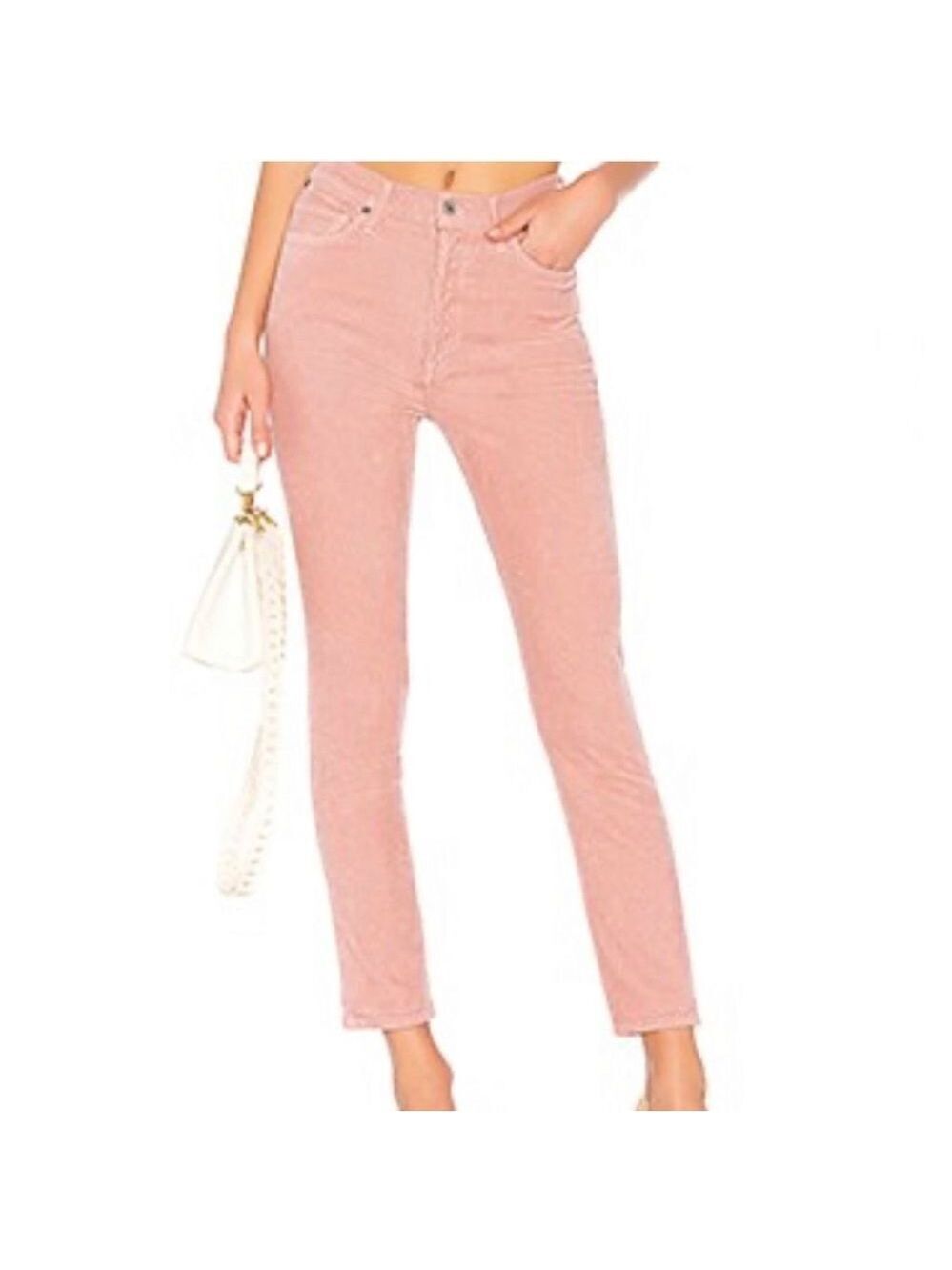 Citizens Of Humanity High Rise Corduroy Slim Ankle Jeans in Pink Mist Sz 25